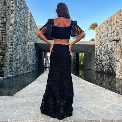 Sora Tassel Hollow Waist Maxi Dress