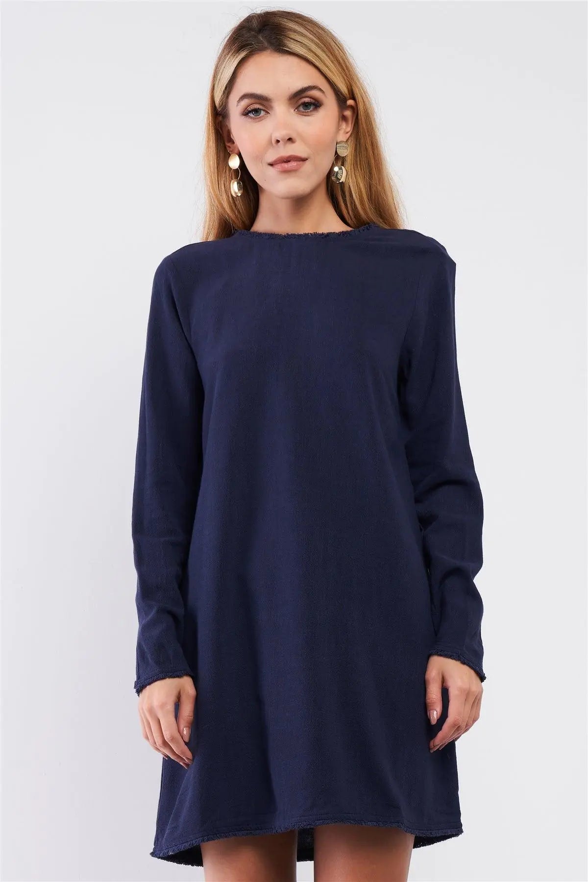 Solange Linen Hem Long Sleeve Mini Dress