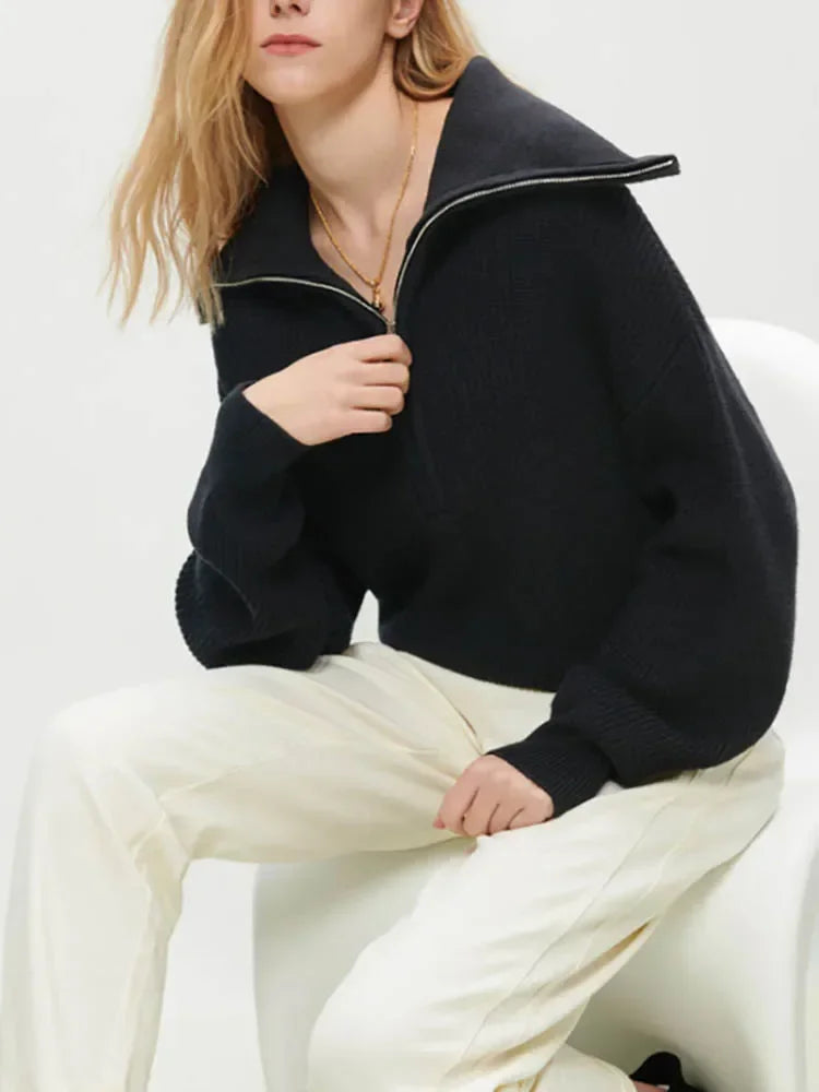 Mari Turtleneck Quarter Zip Sweater