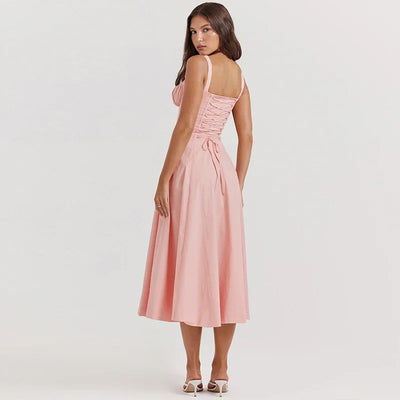 Ellie Pink Corset Maxi Dress