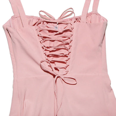 Robe longue corset rose Ellie