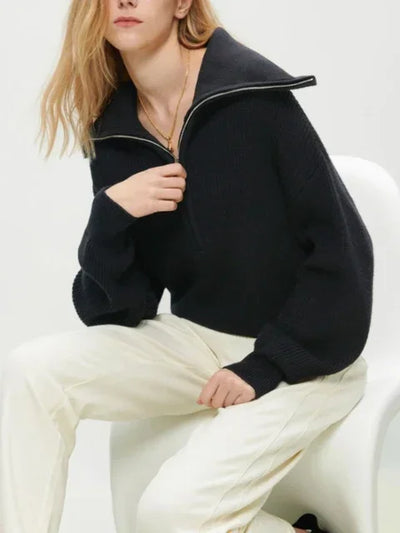 Mari Turtleneck Quarter Zip Sweater