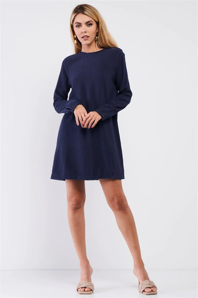 Solange Linen Hem Long Sleeve Mini Dress