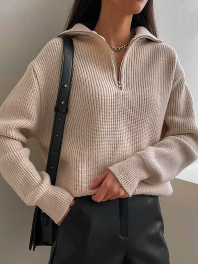 Mari Turtleneck Quarter Zip Sweater