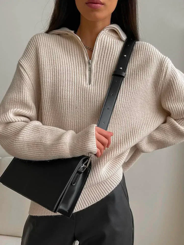 Mari Turtleneck Quarter Zip Sweater