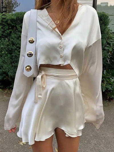 Ensemble robe d'été en satin deux pièces